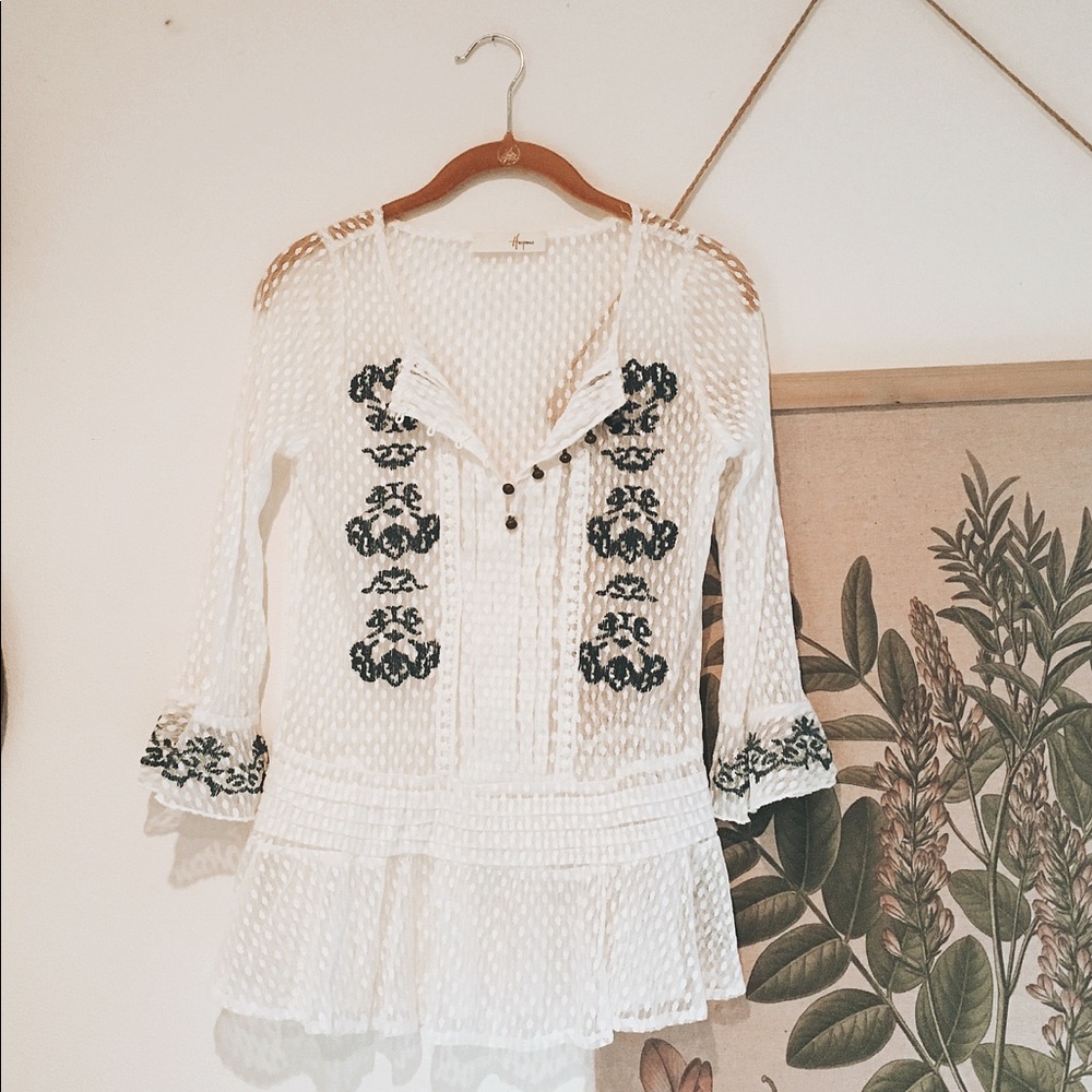 White lace embroidered top